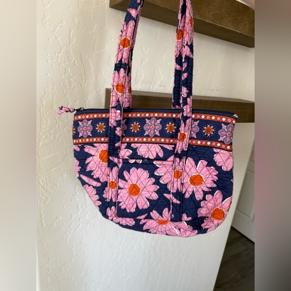 Bright Floral Pink and Blue Medium Quilted Tote Bag,Beautiful florals•••Cute bag - Picture 5 of 10